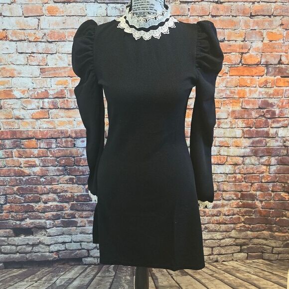 Dolls Kill Goth Emo Baby Doll Wednesday Addams Mini Skirt Dress XS, S - Picture 1 of 3